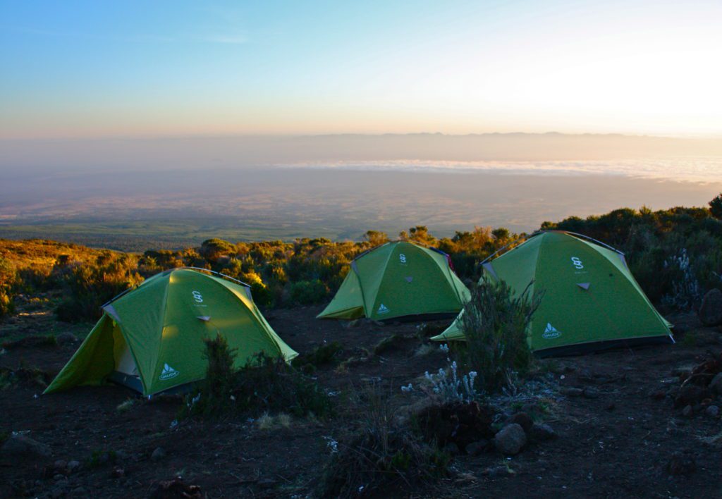Teltlejr i Rongai Camp på Kilimanjaro i Tanzania